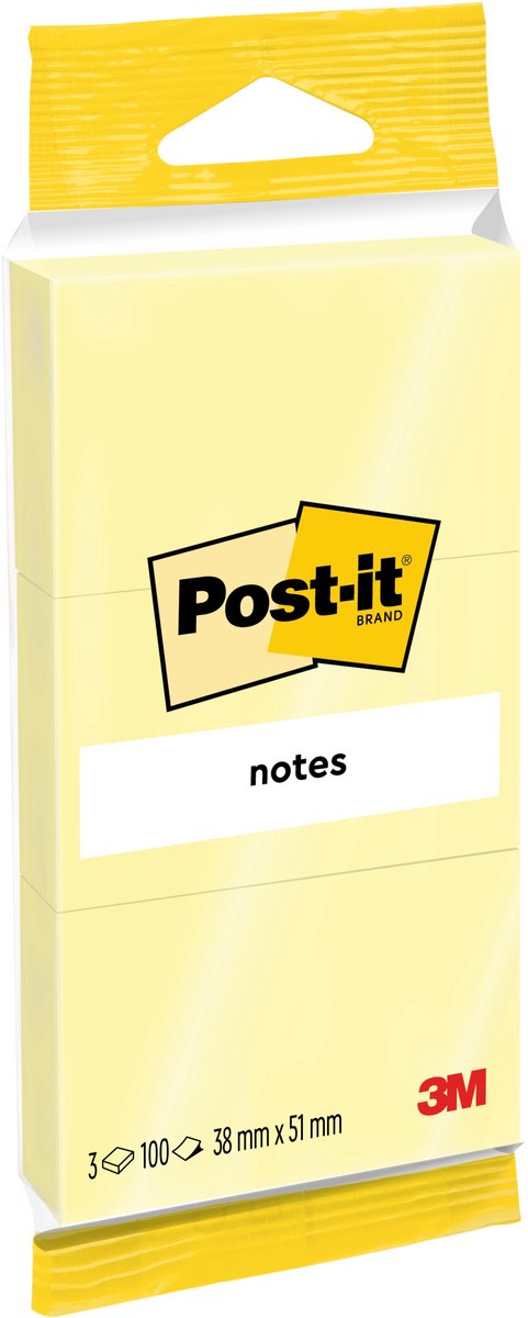 Bloc-notes Post-it notes 6810 38x51mm jaune canari 3 pièces