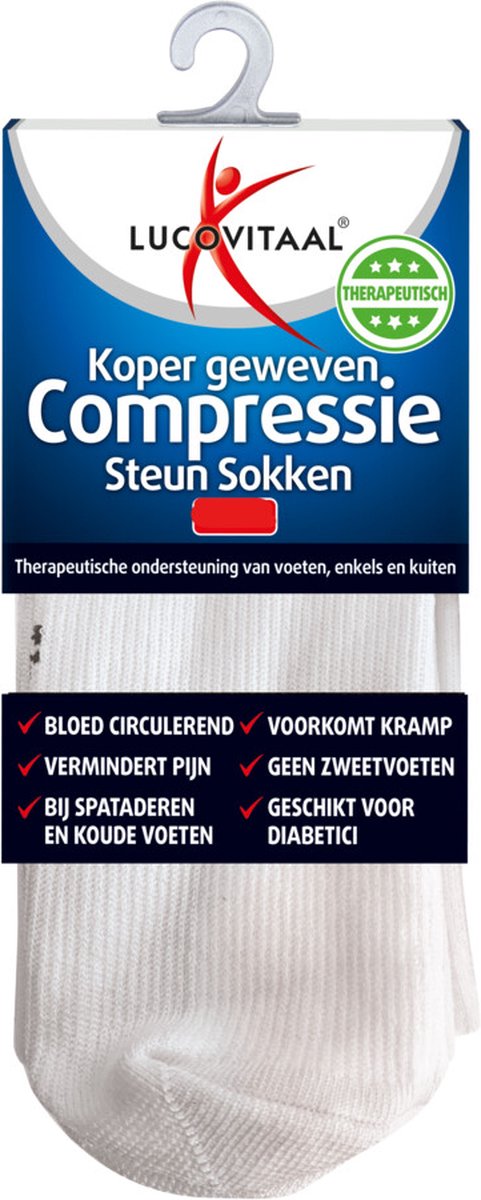 Lucovitaal chaussettes de contention en cuivre taille 42-47 blanc 1 paire