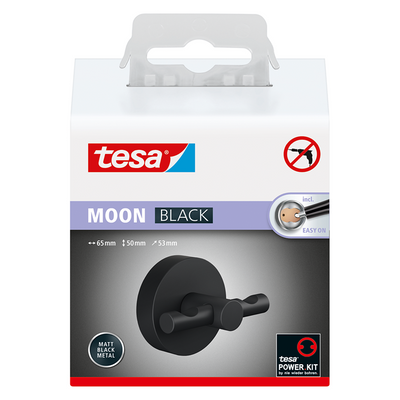 Tesa 1072283 - crochet pour peignoir noir lune noir | 2 pièces