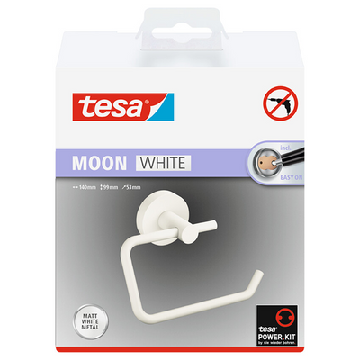 Tesa 1073534 - Porte-rouleau papier toilette blanc lune sans couvercle blanc | 1 pièce