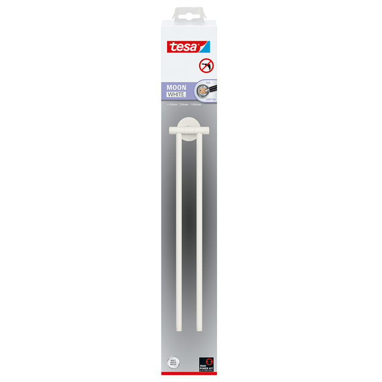 Tesa 1073530 - porte-serviettes à 2 bras blanc lune flexible blanc | 1 pièce