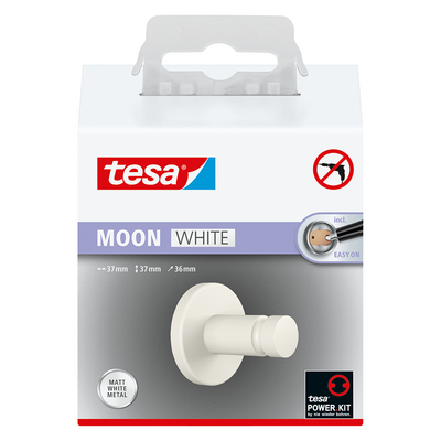 Tesa 1073533 - Crochet porte-serviettes blanc lune blanc | 1 pièce