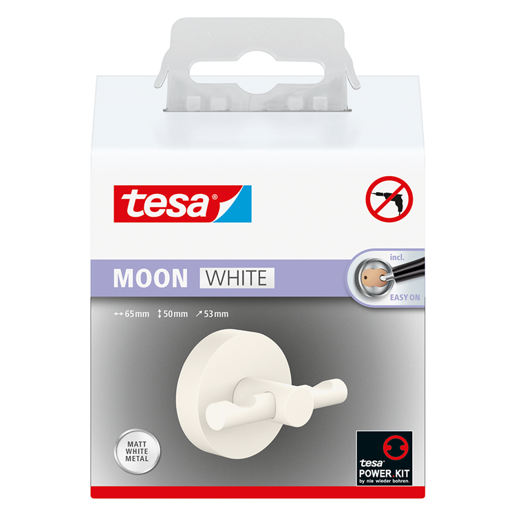 Tesa 1073532 - crochet pour peignoir blanc lune blanc | 1 pièce
