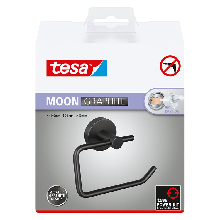 Tesa 1072304 - porte-rouleau papier toilette moon graphite sans couvercle | 2 pièces