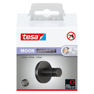Tesa 1072307 - crochet porte-serviettes lune graphite | 2 pièces
