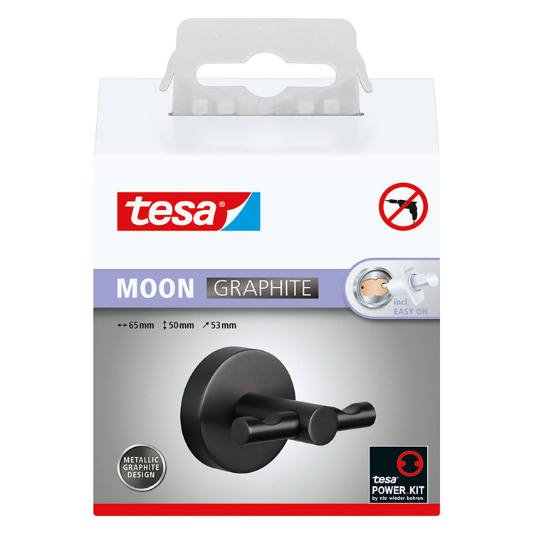 Tesa 1072308 - crochet pour peignoir moon graphite | 2 pièces
