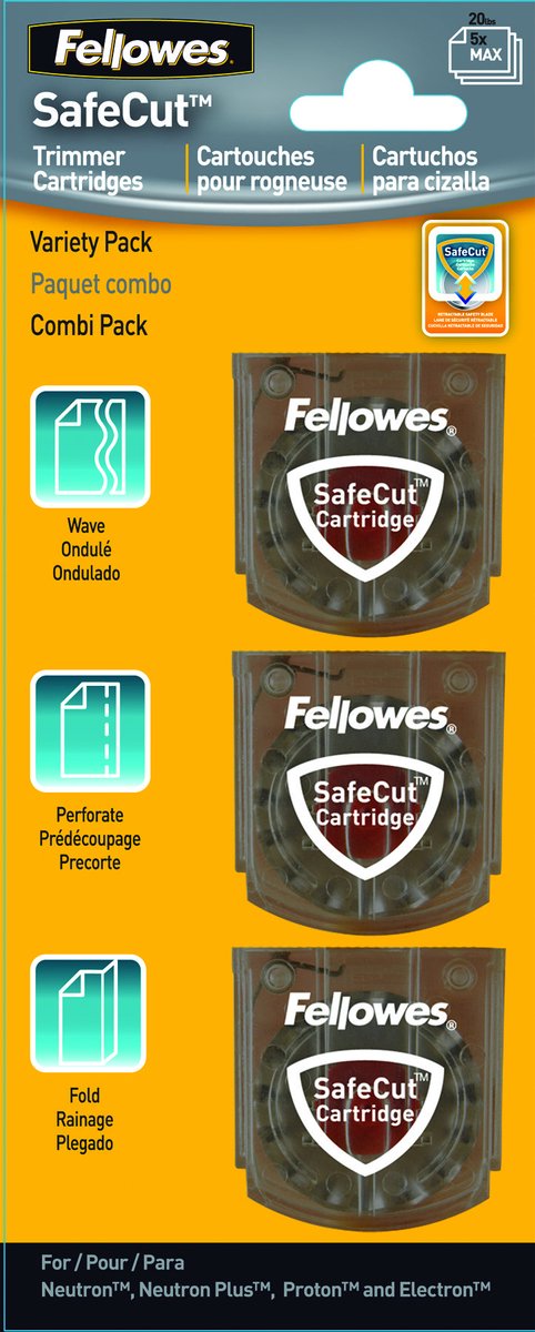 Lames de coupe pour coupe-papier Fellowes - ondulées, perforées et pliées - 3 pièces