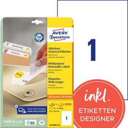 Etiquettes réadhésives avery zweckform stick lift blanc