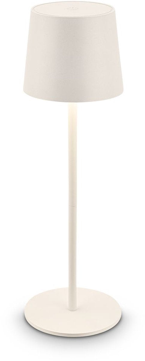 B.k.licht briloner bota - lampe de table led rechargeable - dimmable - sans fil - 33cm de haut - ip44 - pour intérieur extérieur - sur batterie - blanc