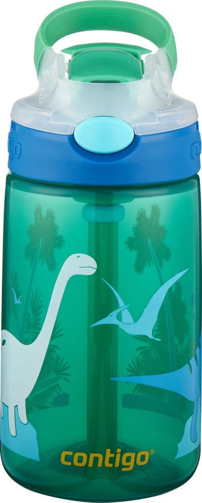 Gourde pour enfants Contigo gizmo flip autospout avec paille, bouteille d'eau sans BPA - dinosaure vert jungle - 420 ml