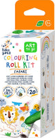Haku yoka : mini kit de rouleaux de coloriage safari 12x200cm, comprenant 4 crayons et autocollants, détachables, en cire d'abeille (10%), en boîte 6,2x6,2x19,6cm, 3+