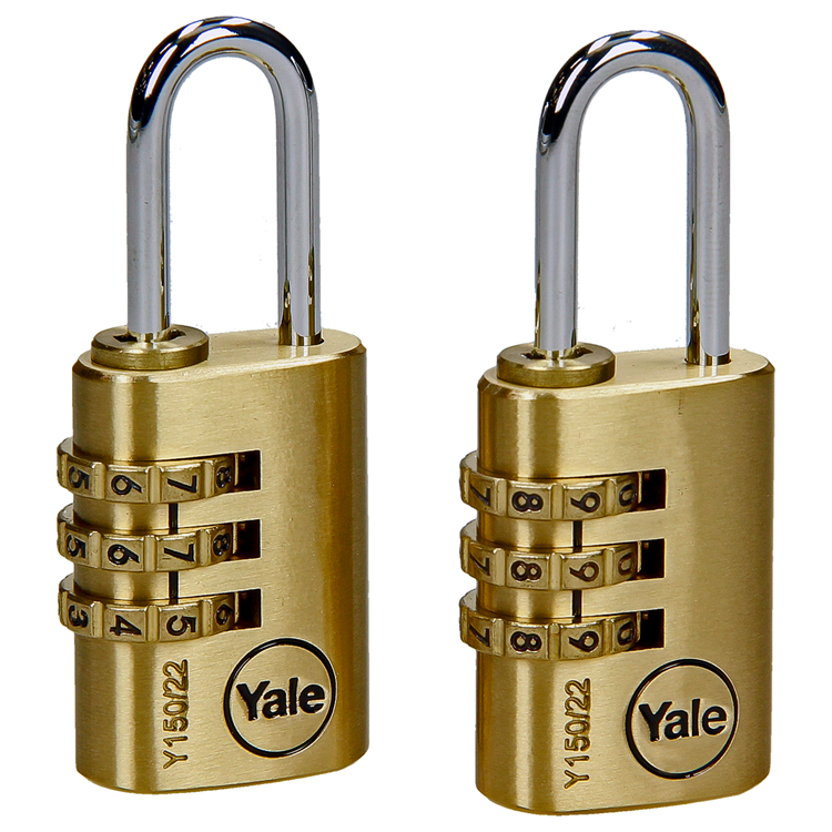 Yale 1060493 - 2 cadenas à code 22mm laiton | 3 pièces