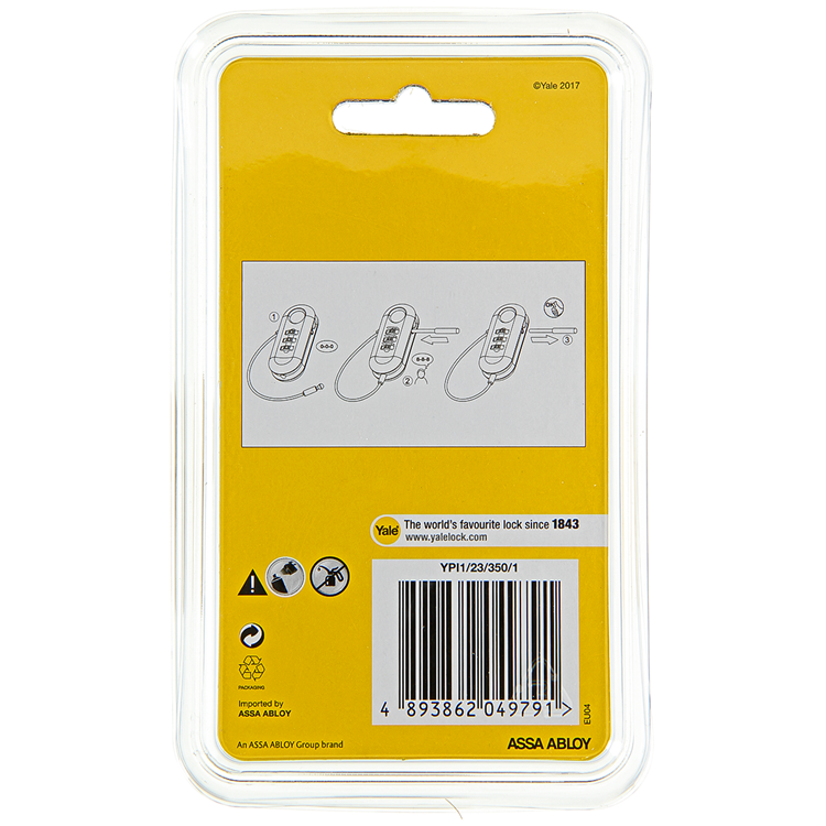 Yale 1060498 - cadenas à code flexible avec étiquette d'identification | 3 pièces