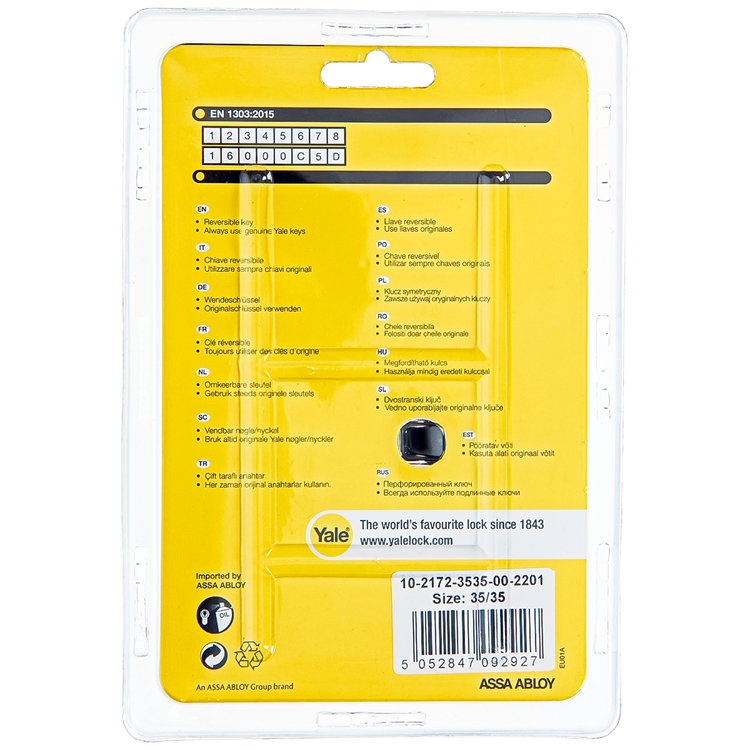 Yale 1060528 - cylindre profilé 2100 mv 70mm (35 35) | 2 pièces