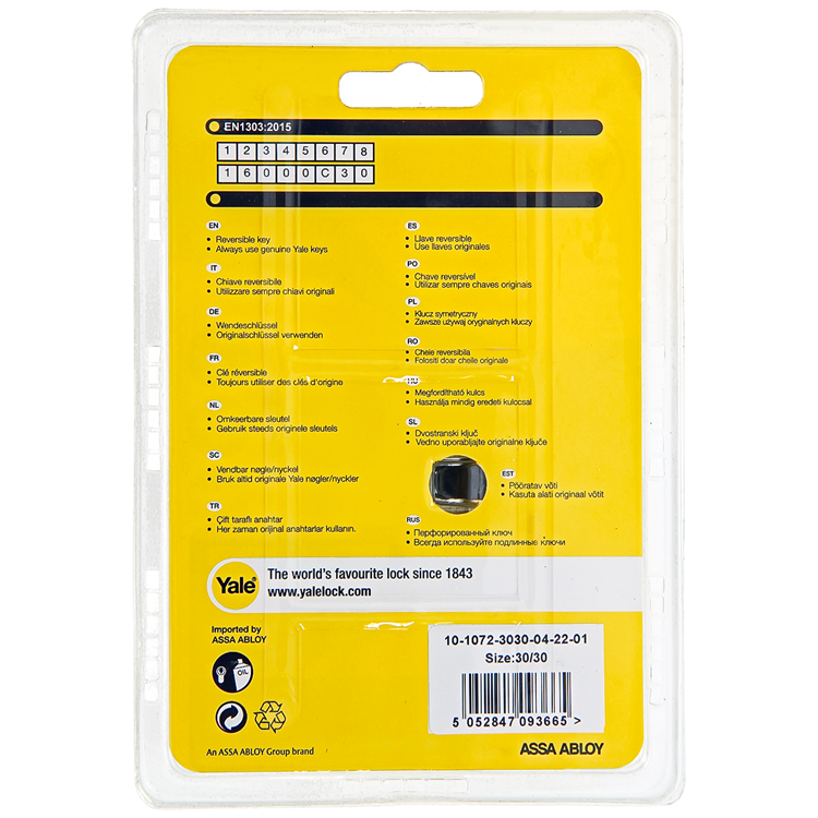 Yale 1060533 - cylindre profilé 1000 mv 60mm (30 30) | 2 pièces