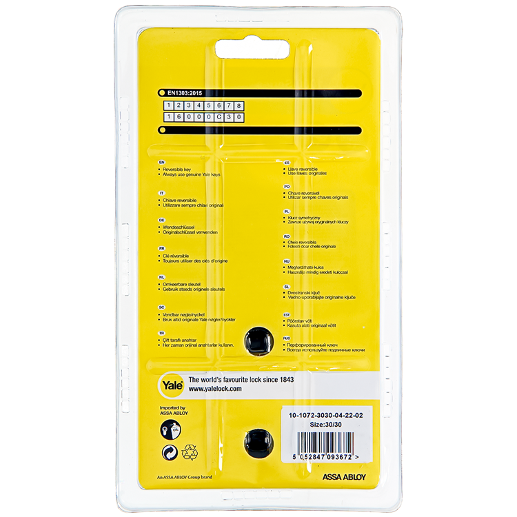 Yale 1060547 - 2 cylindres profilés. 1000mV 60mm(30 30) | 2 pièces