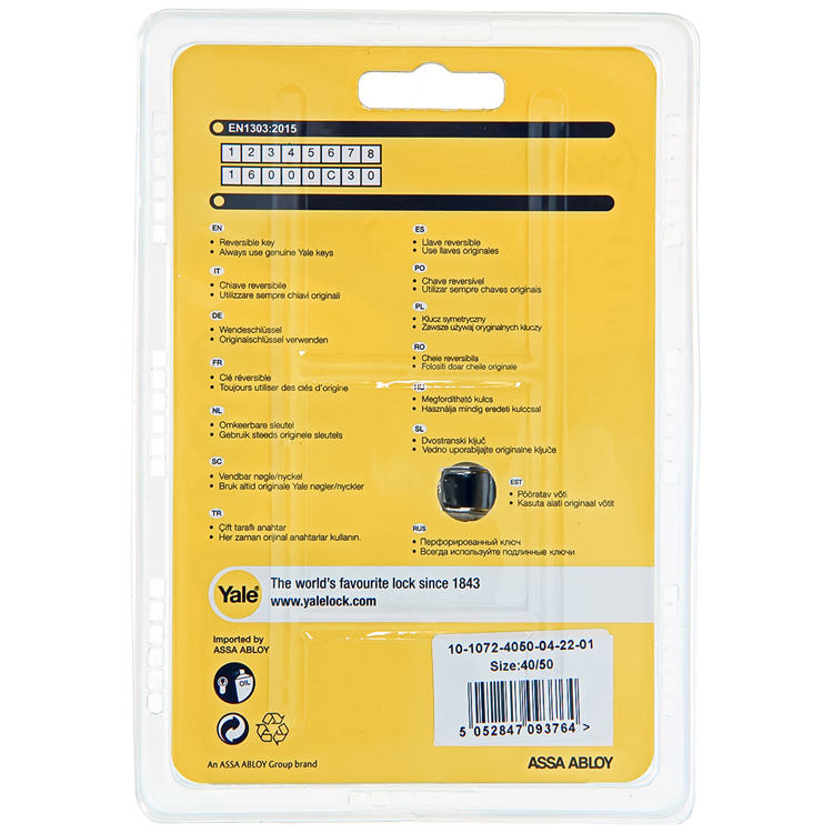 Yale 1060543 - cylindre profilé 1000 mv 90mm (40 50) | 2 pièces
