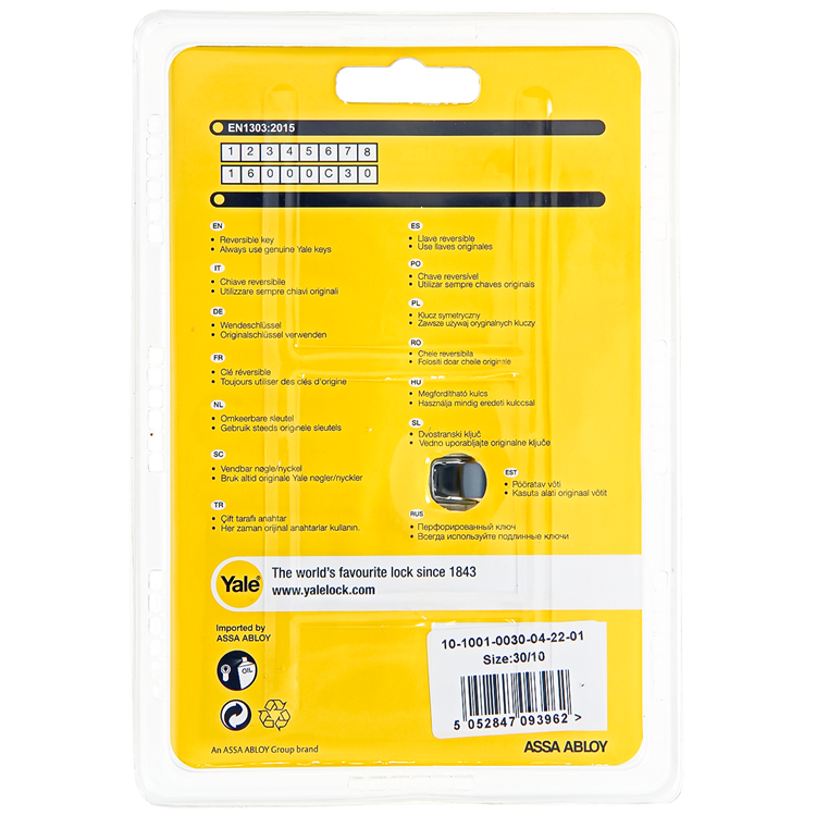 Yale 1060532 - cylindre demi-profilé. 1000 mV40mm(30 10) | 2 pièces