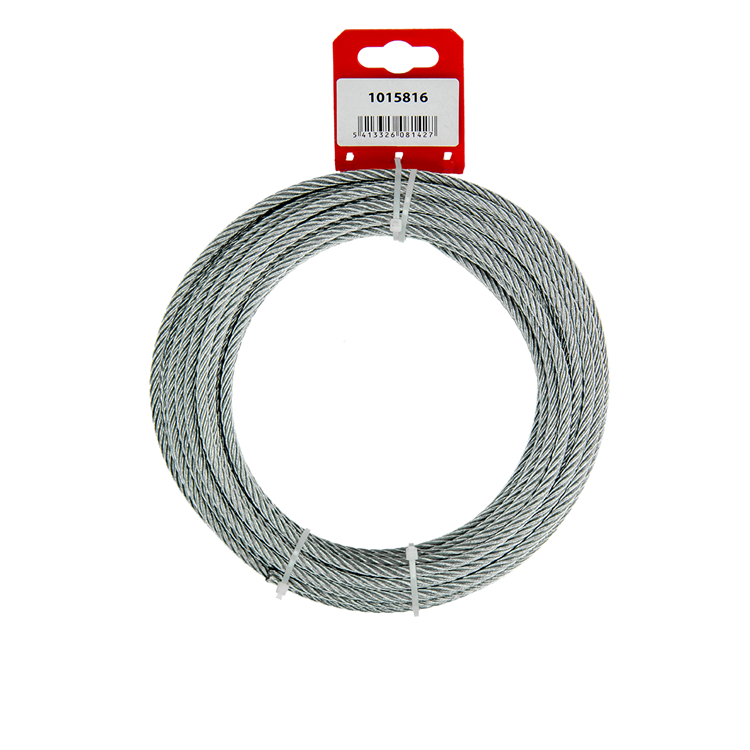 Mack 1015816 - câble en acier galvanisé 6x19 10m 5mm largeur 250 kg din en 12385-4 | 5 pièces