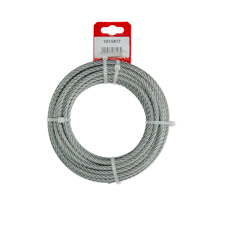 Mack 1015817 - câble en acier galvanisé 6x19 10m 6mm largeur 350 kg din en 12385-4 | 5 pièces