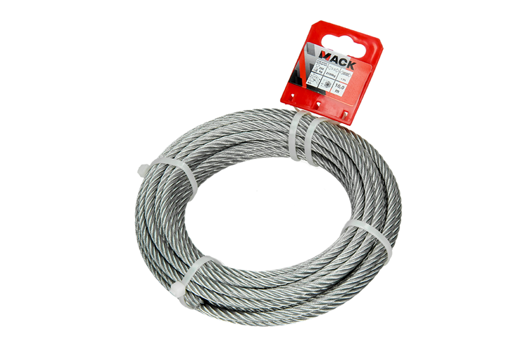 Mack 1015817 - câble en acier galvanisé 6x19 10m 6mm largeur 350 kg din en 12385-4 | 5 pièces