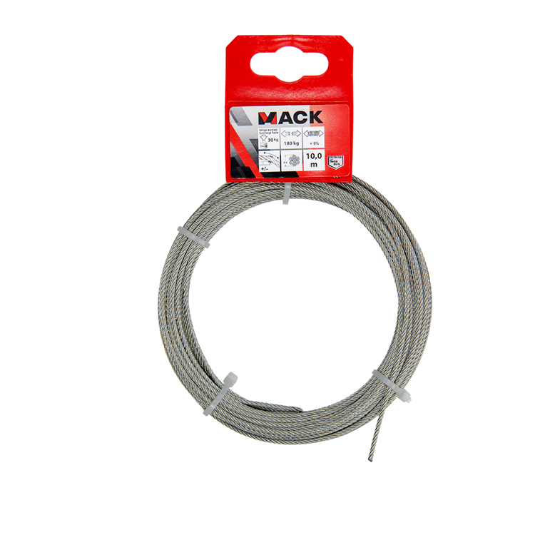 Mack 1015192 - câble en acier 7x7 acier inoxydable aisi 316 102mm largeur 40 kg din en 12385-4 | 5 pièces
