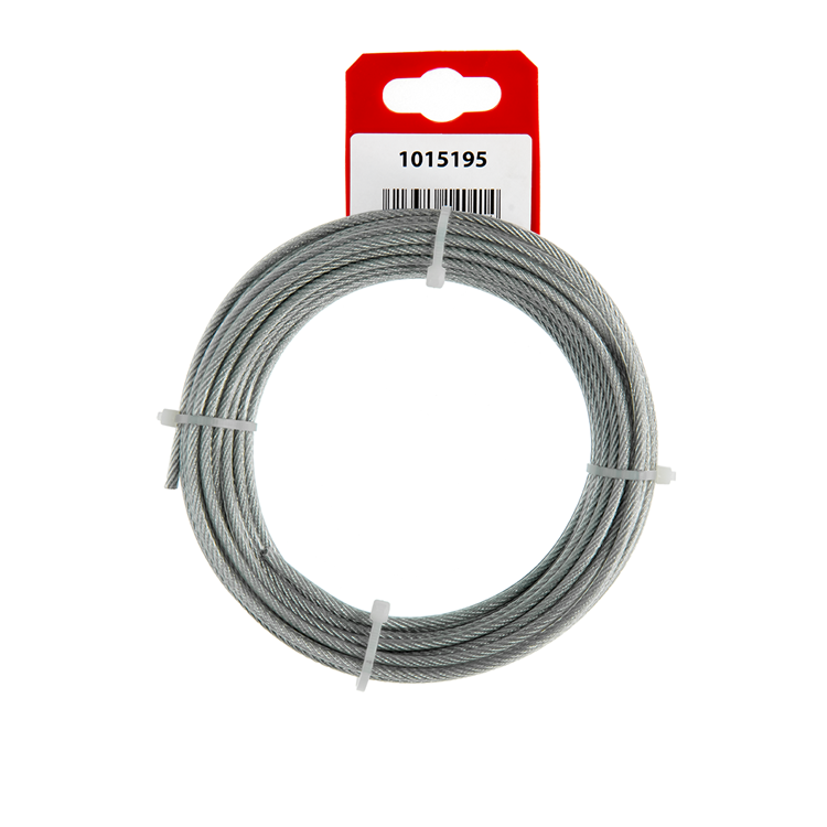 Mack 1015195 - câble acier gaine PVC 6x7 10m 2-3mm largeur 45 kg din en12385-4 | 5 pièces