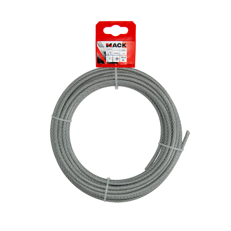 Mack 1015197 - câble acier gaine PVC 6x7 10m 4-5mm largeur 170kg din en12385-4 | 5 pièces