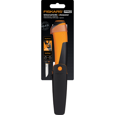 Couteau universel Fiskars | avec broyeur | orange | 1023618 - 1023618