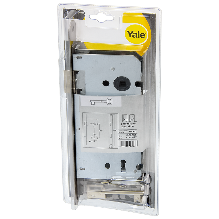 Yale 1060551 - serrure à mortaise 110 60 l-r acier inoxydable arrondie | 1 pièce