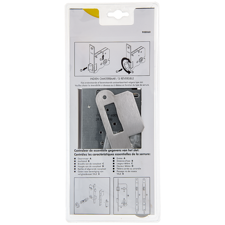 Yale 1060551 - serrure à mortaise 110 60 l-r acier inoxydable arrondie | 1 pièce