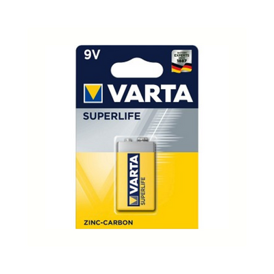 Varta Super Life 9V. Zinc-Carbone. par unité. (emballage suspendu)
