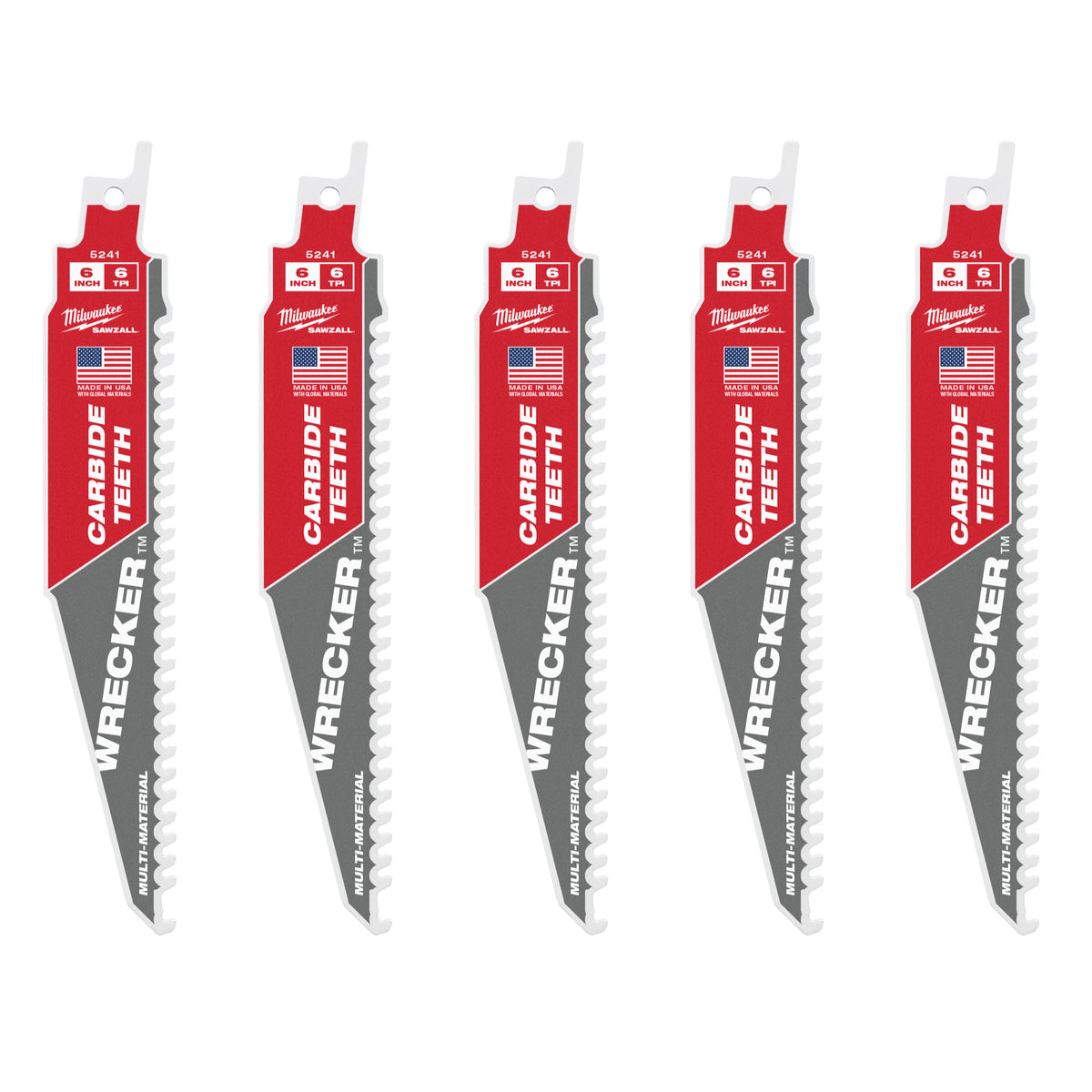Milwaukee multi-matériaux : lames de démolition dentelées en carbure Heavy Duty Wrecker™ | dépanneuse tct 150 mm x 6 tpi | 5 pièces - 48475541