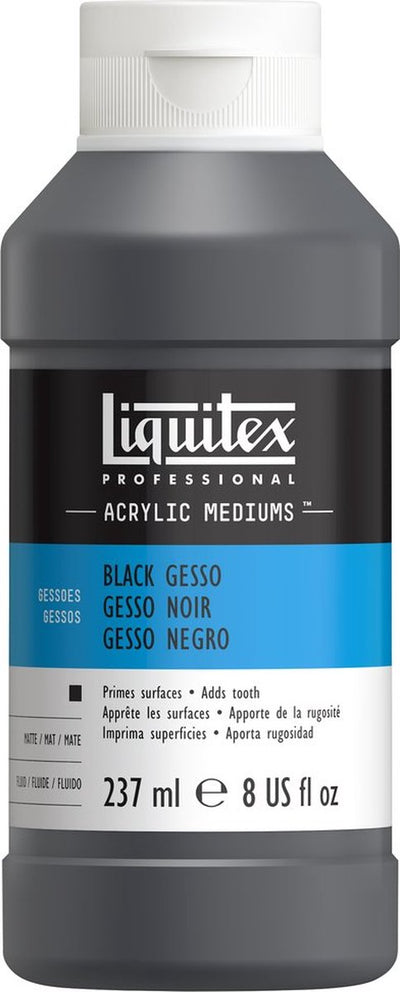 Liquitex 5320251 Gesso professionnel noir 237 ml – base acrylique, apprêt noir, mat, surface de haute qualité