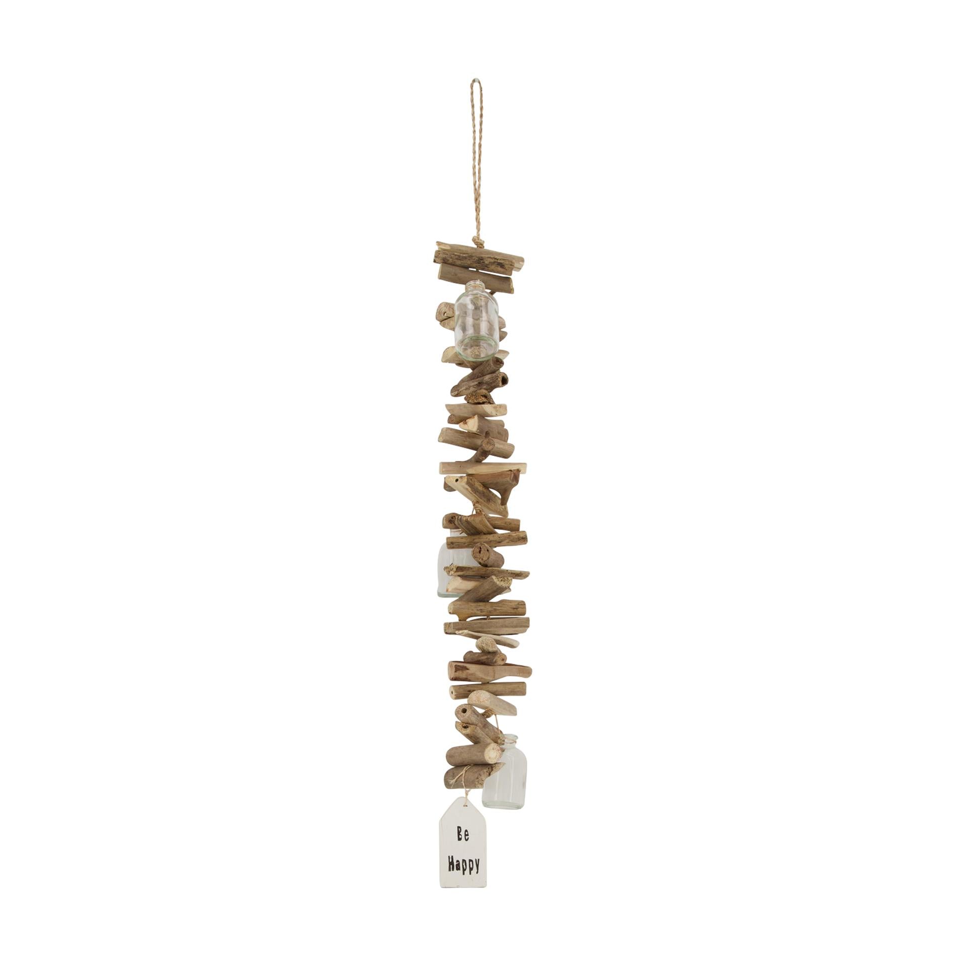 Dijk collections naturelles guirlande bois et verre 58x8x8cm
