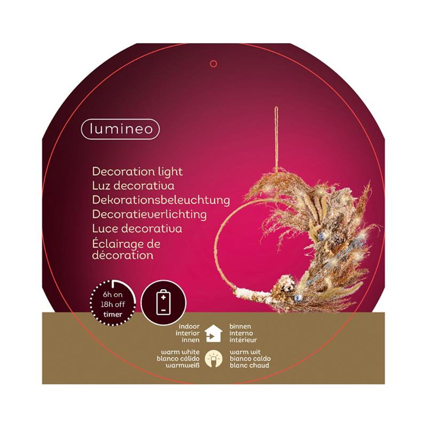 Couronne Lumineo de fleurs séchées avec éclairage
