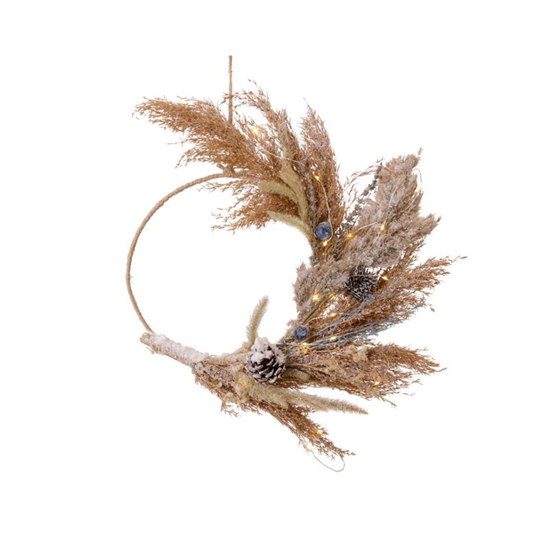 Couronne Lumineo de fleurs séchées avec éclairage