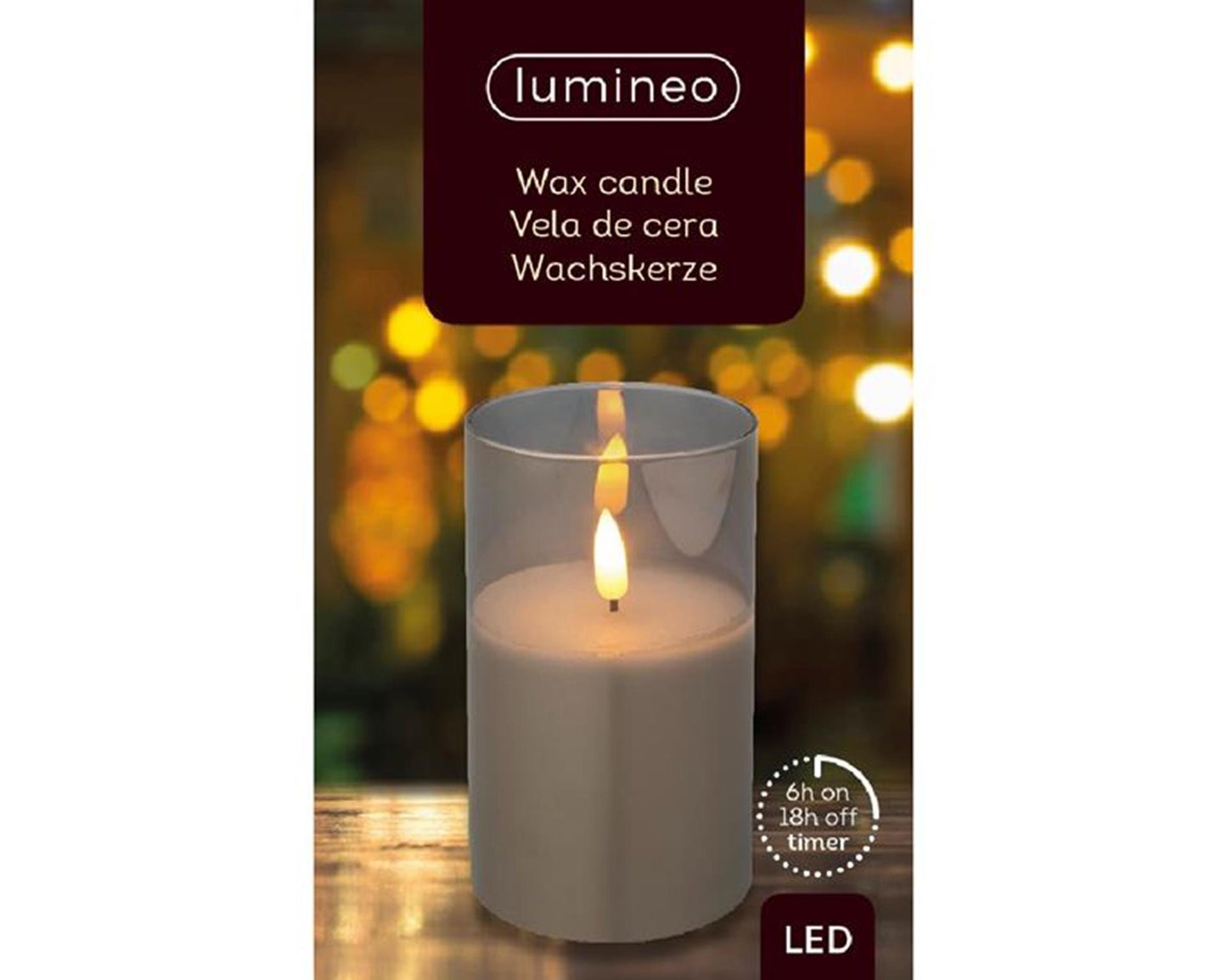 Bougie LED Lumineo en verre 12,5cm