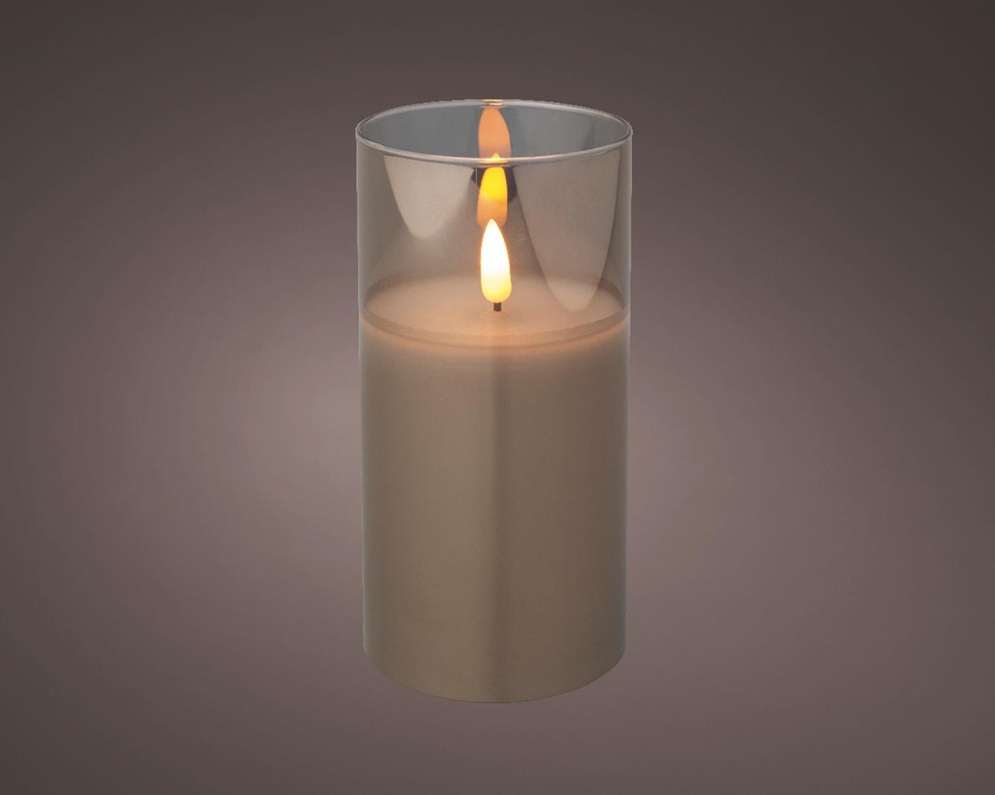 Bougie Lumineo LED en verre effet flamme 15cm gris