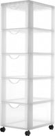 Commode Iris easygrip - 5 tiroirs x 15l - plastique - blanc transparent - avec roulettes