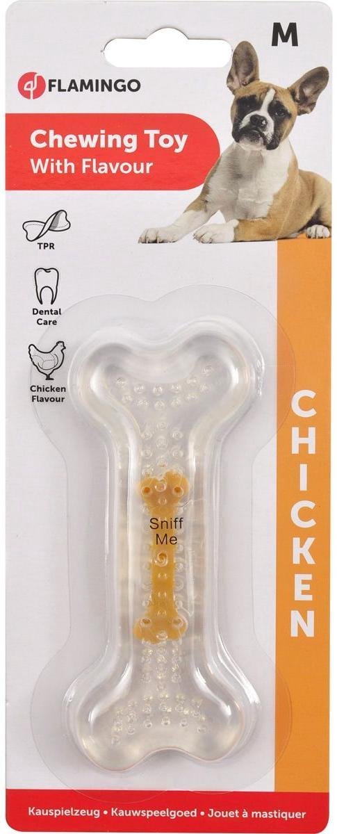 Jouet pour chien Flamingo os TPR au goût de poulet - multi - 12 cm