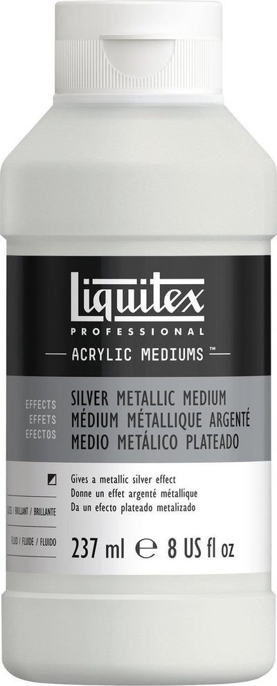 Liquitex métallisé 8508 argent médium 237 ml – médium acrylique à effet argenté, résistant à la lumière miscible – additif acrylique