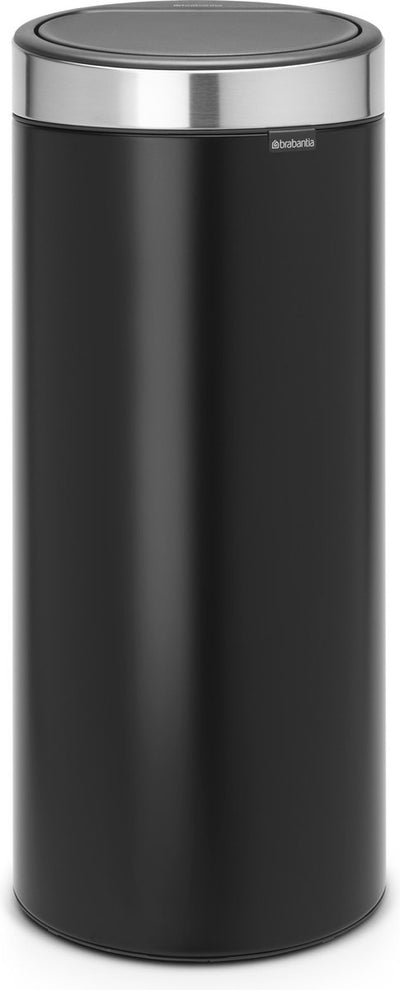 Poubelle Brabantia Touch Bin - 30 litres - couvercle anti-empreintes digitales en acier mat noir mat