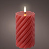 Lumineo Bougie LED flamme tourbillon rose foncé 15cm
