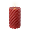 Lumineo Bougie LED flamme tourbillon rose foncé 15cm