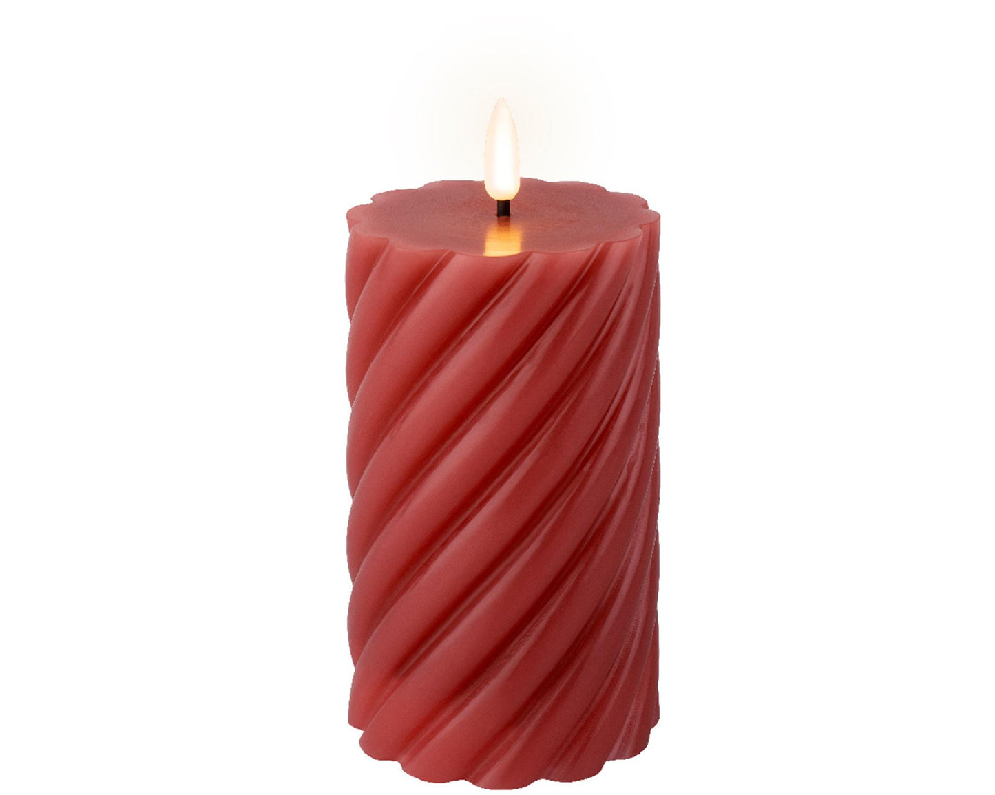 Lumineo Bougie LED flamme tourbillon rose foncé 15cm