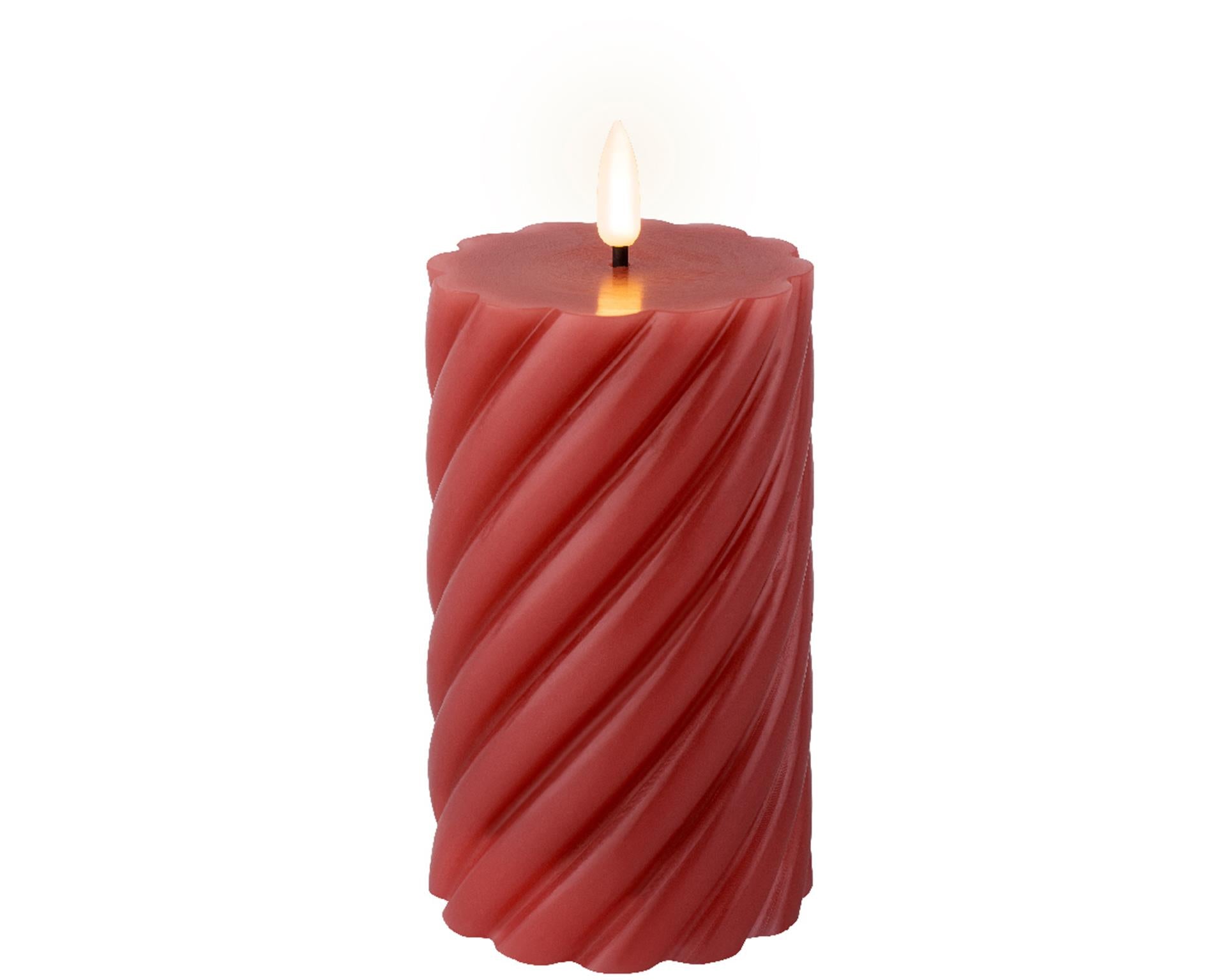 Lumineo Bougie LED flamme tourbillon rose foncé 15cm