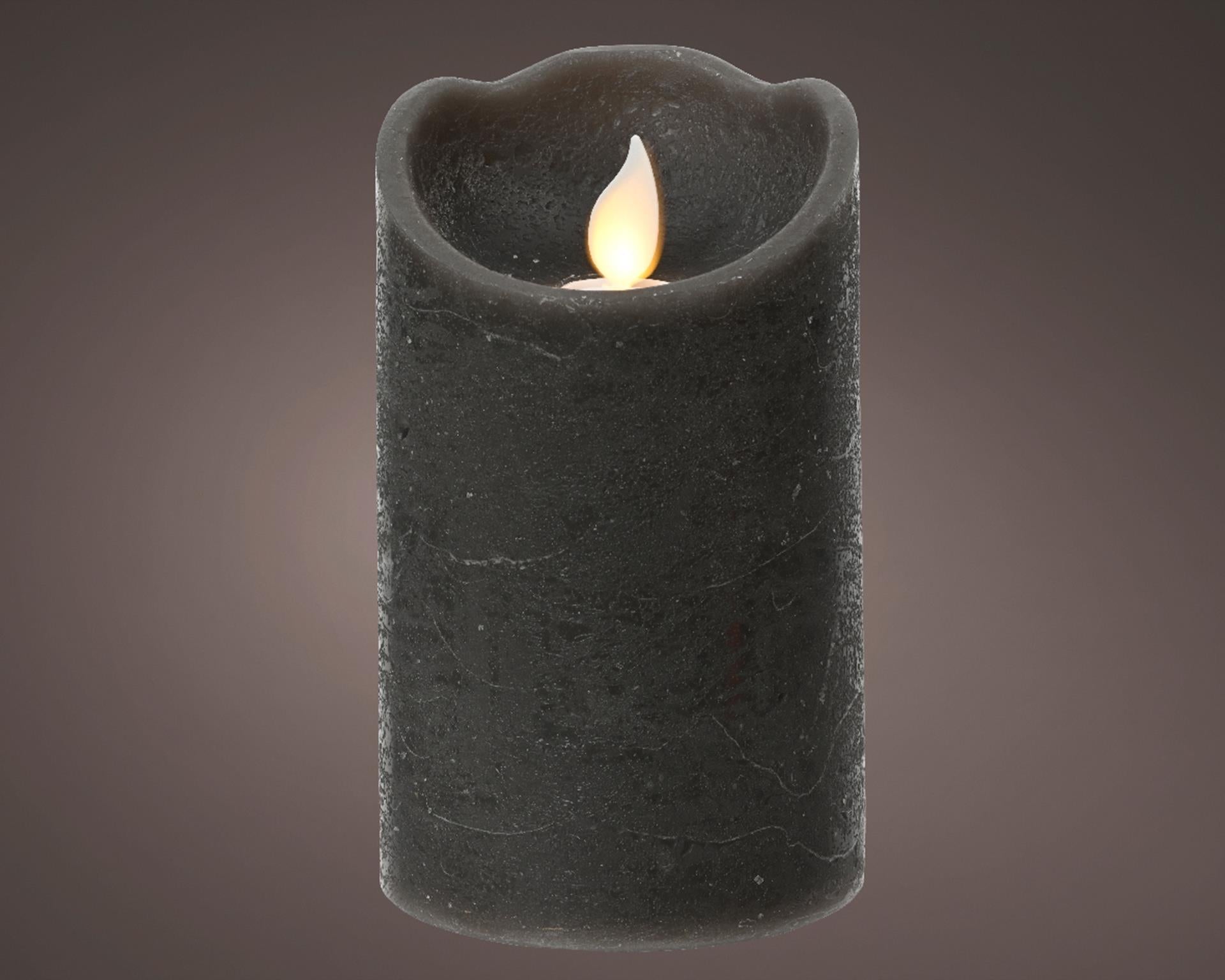 Lumineo Bougie ondulante LED cire anthracite h12,5cm