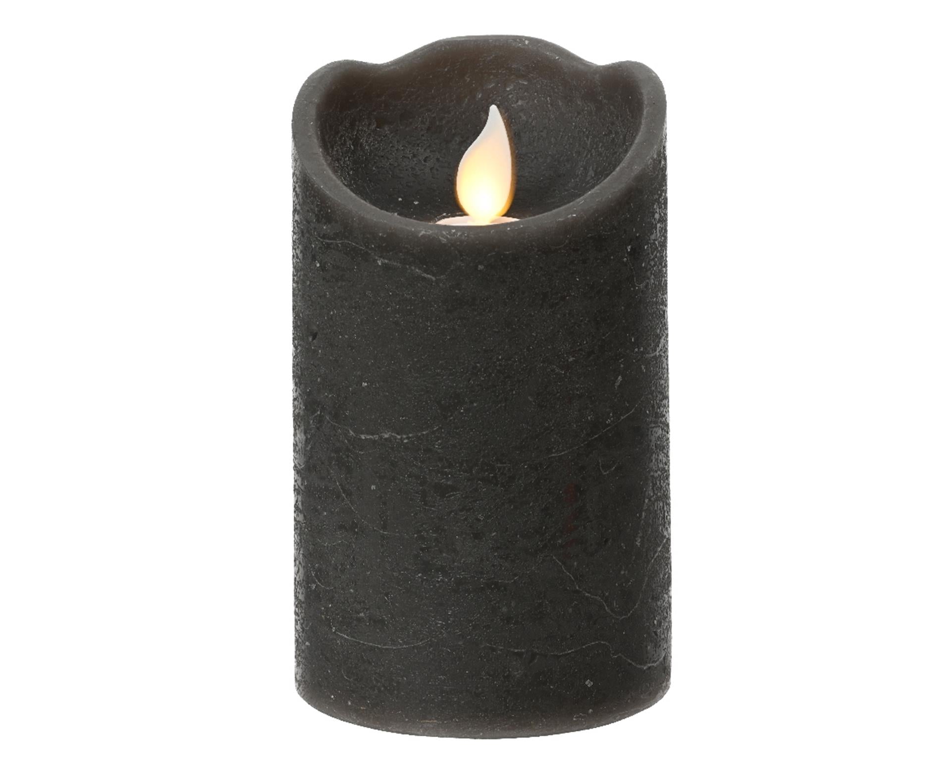 Lumineo Bougie ondulante LED cire anthracite h12,5cm