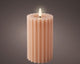 Lumineo Bougie LED cire nervurée rose clair h14,8cm